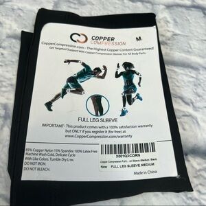 Copper compression full leg sleeve size M